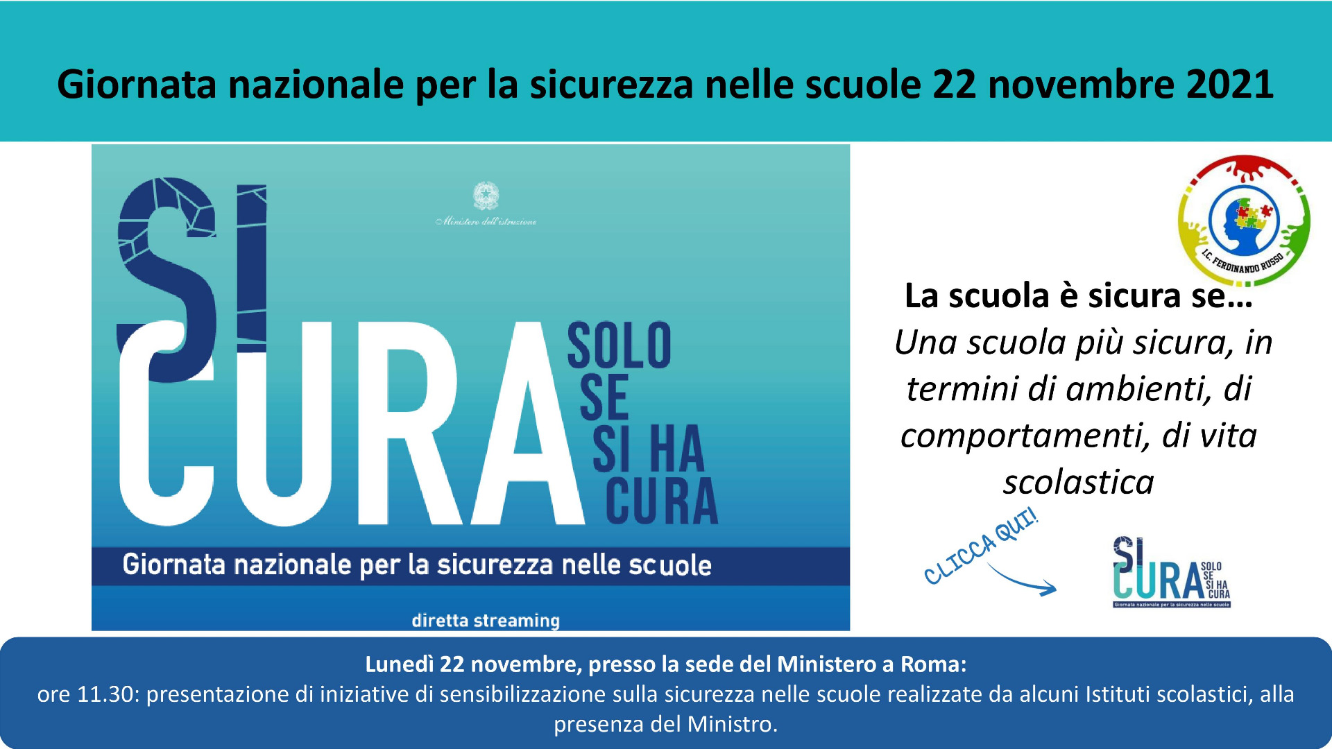 Giornata nazionale per la sicurezza nelle scuole 22 novembre 2021